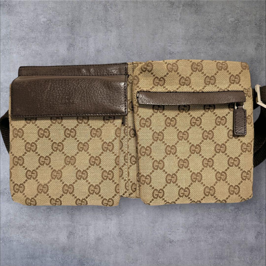D053/GUCCI グッチ GG キャンバス ボディバッグ ウエストバッグ