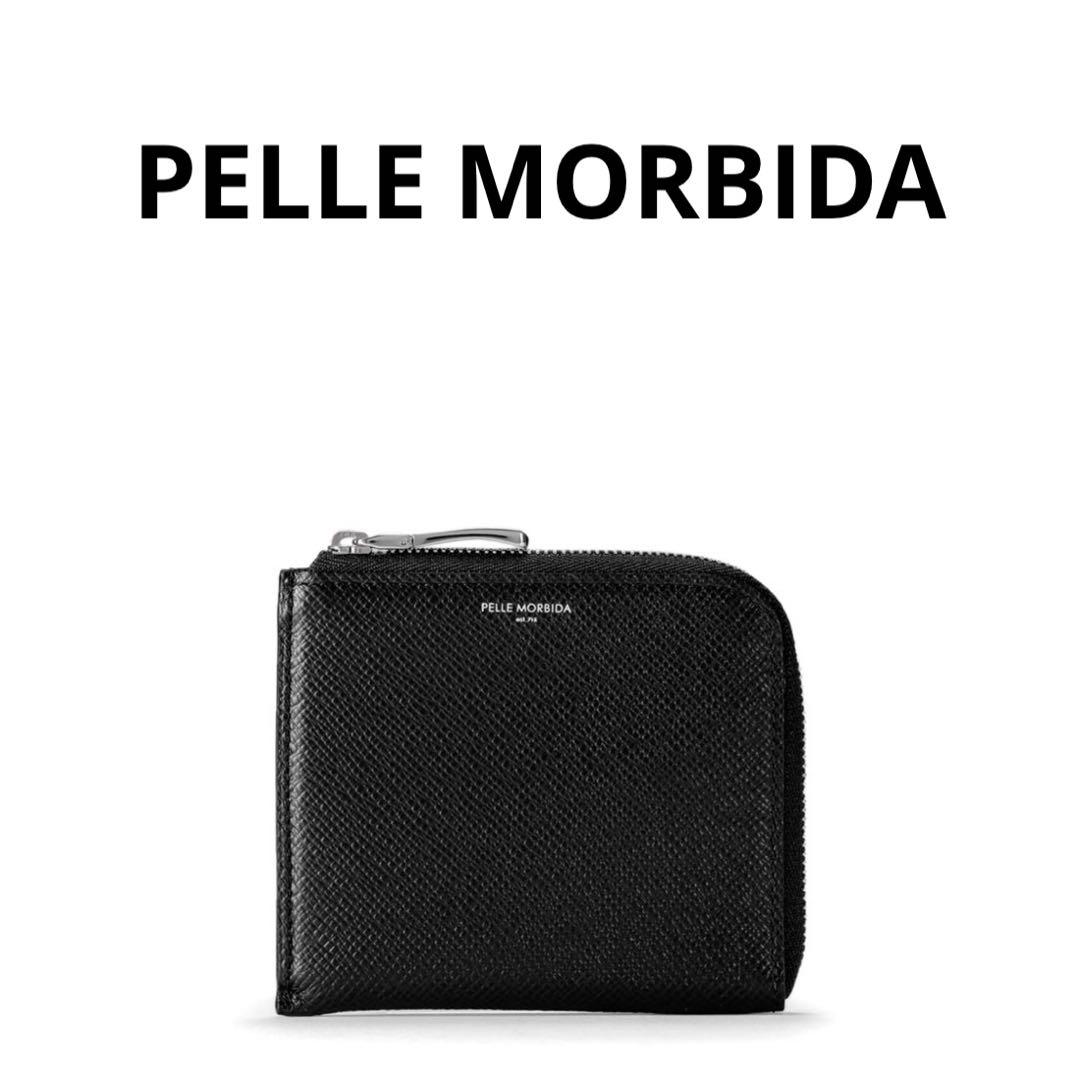 【PELLE MORBIDA】 ブラック 黒 ミニ 財布 L字型  ケース
