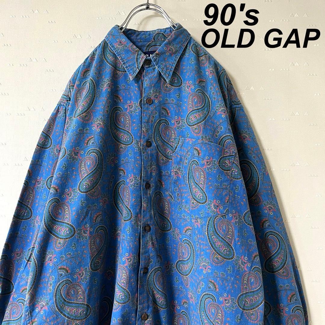 古着 90's オールド GAP ペイズリー柄 総柄シャツ シャツ 90年代 GAP オールドギャップ 長袖 ペイズリー柄シャツ メンズM相当