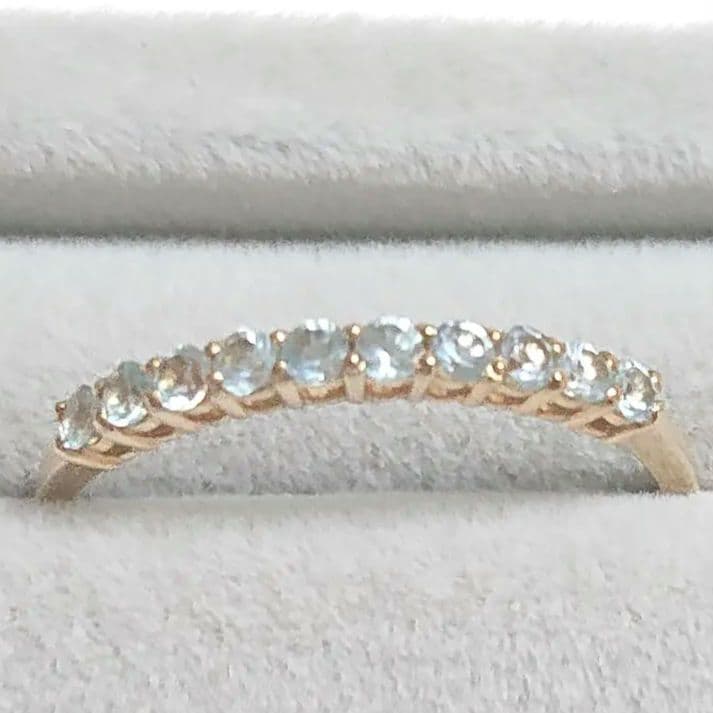 k10 イエローゴールド ブルートパーズ エタニティ リング 14号 10金