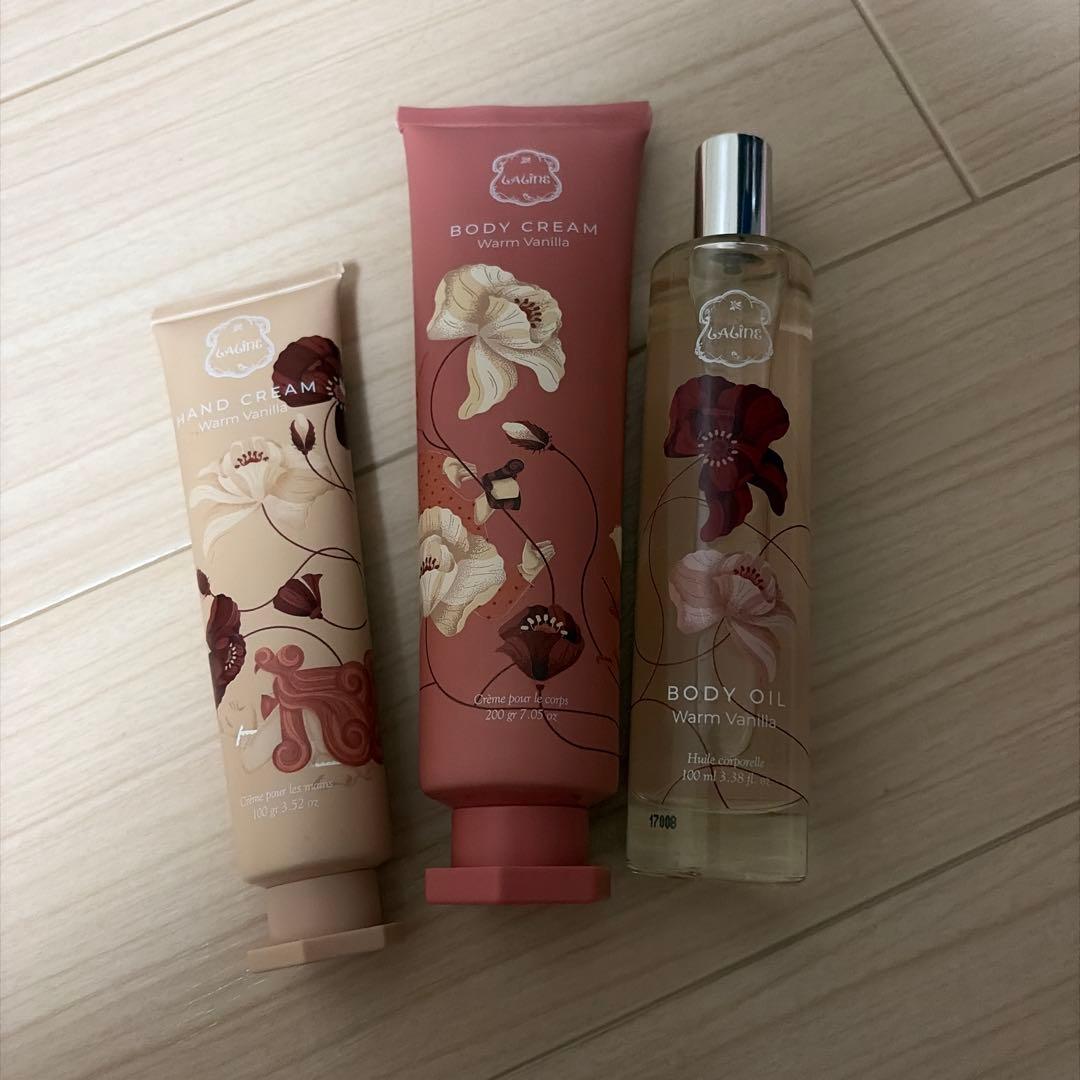 Laline ボディクリーム・ハンドクリーム・ボディオイルセット