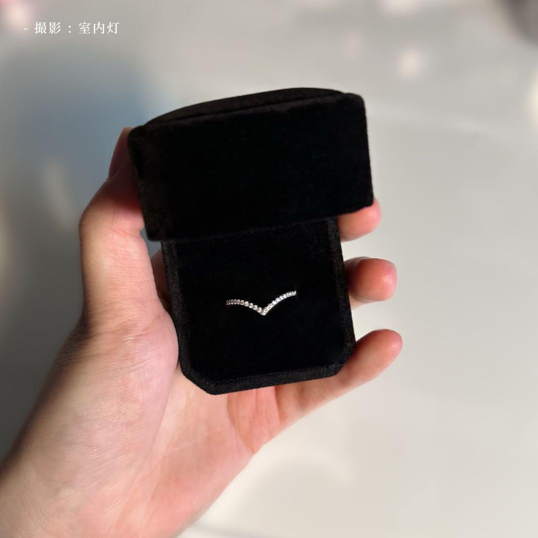 刻印あり　遺品整理　アンティーク　ヴィンテージ　V字リング　ダイヤモンド