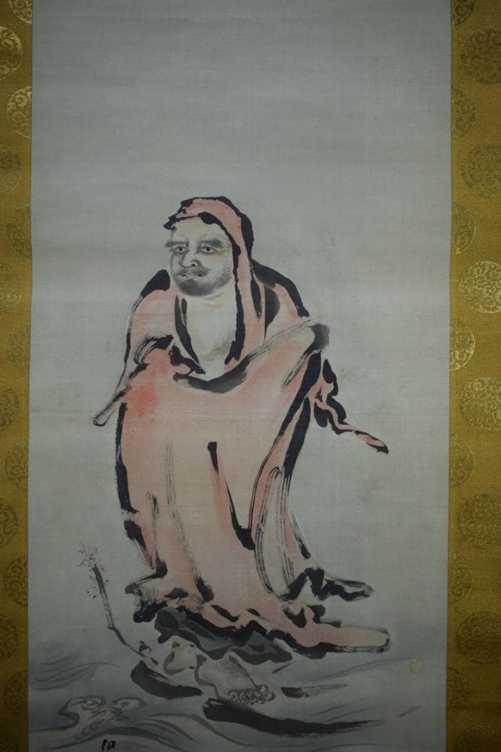 真作/狩野伊川院/達磨大師図/絹表装/桐極箱付/布袋屋掛軸HI-233 - メルカリ