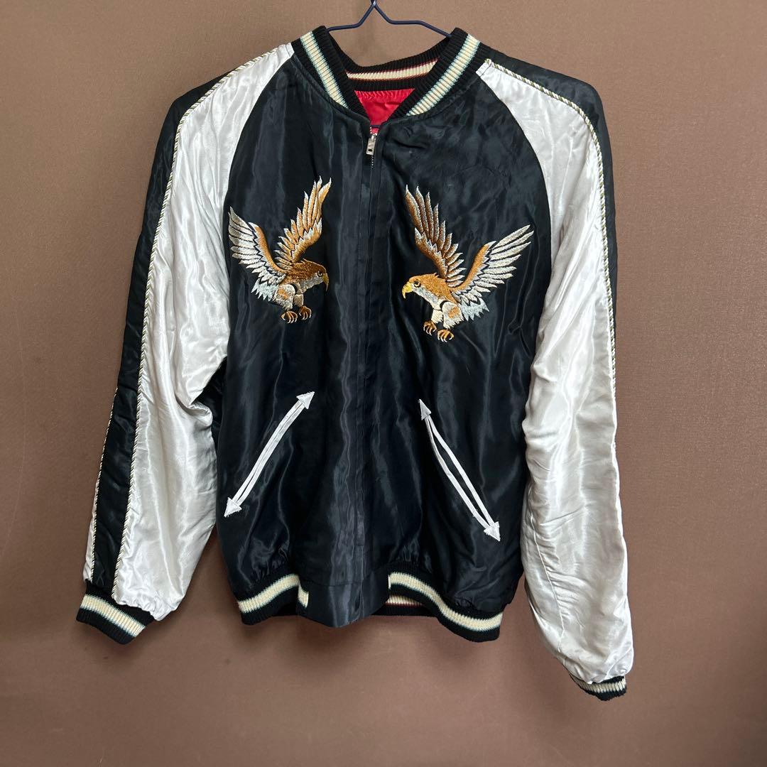 テーラー東洋　リバーシブルスカジャン 黒/赤 刺繍デザイン テーラー東洋 黒虎柄 スカジャン 赤×黒 リバーシブル S TAILOR 東洋