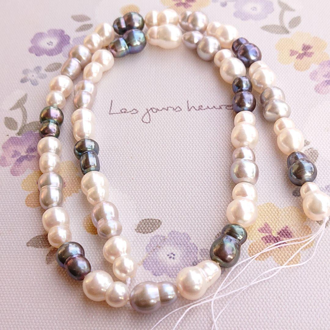 淡水双子パール　一連　ハンドメイド材料　加工不可