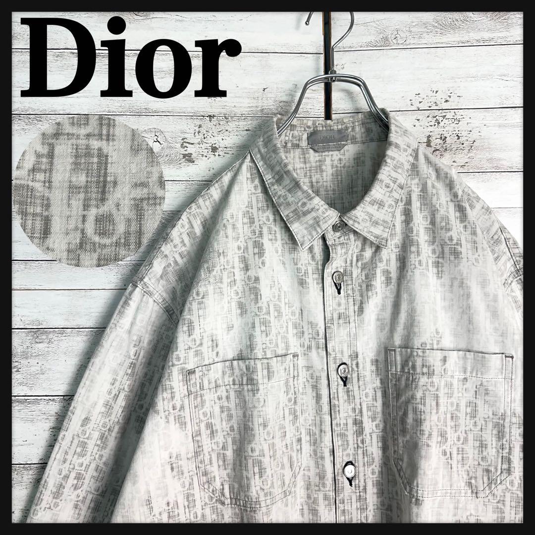 11810【美品・XLサイズ相当】Dior 総柄オブリーク長袖シャツ　トロッター