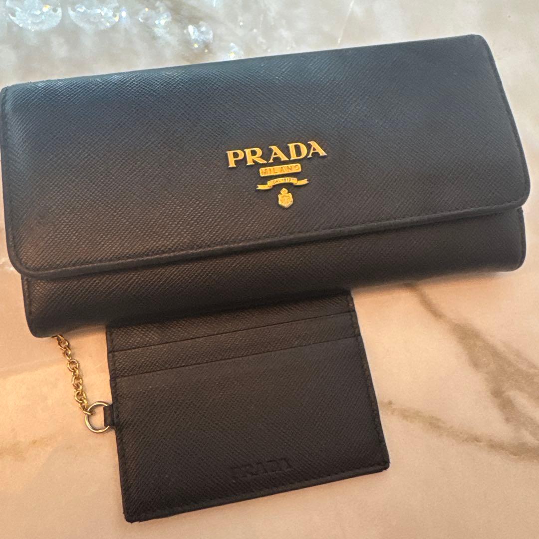 PRADA サフィアーノ ブラック レザー 長財布 - メルカリ