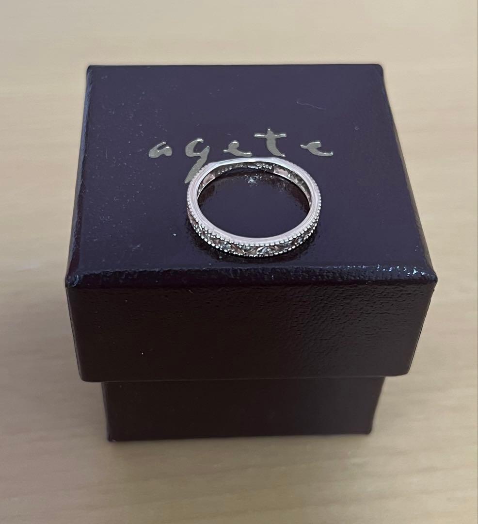 さくらさん専用　agete アガットK10 5号　ダイヤモンド付きピンキーリング