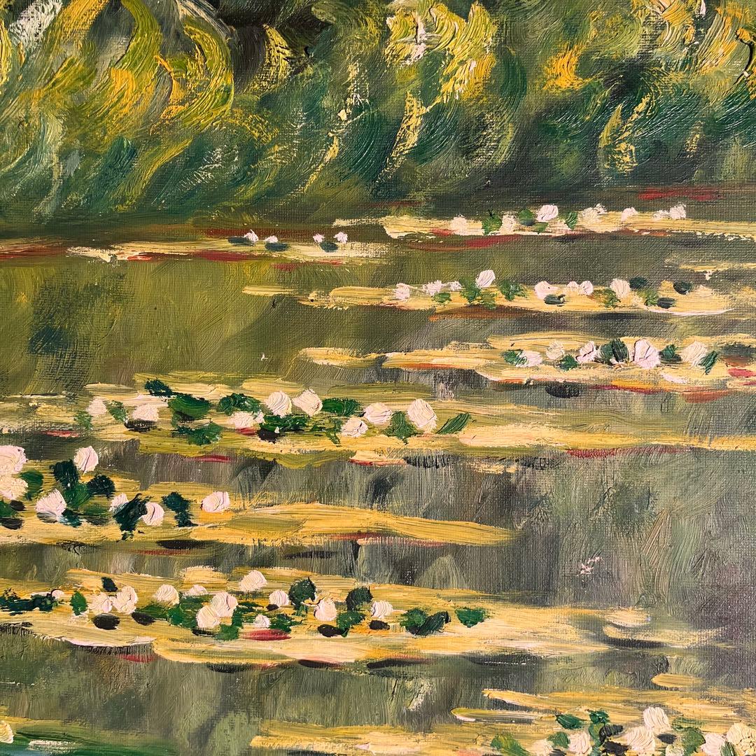 手書き油絵 クロード・モネ 睡蓮 額付 肉筆絵画 インテリア 有名絵画