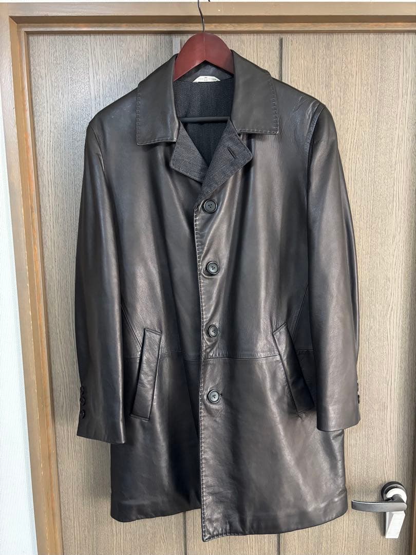 MOFAR イタリア製　羊革レザーコート　裏地ロロピアーナウール　48