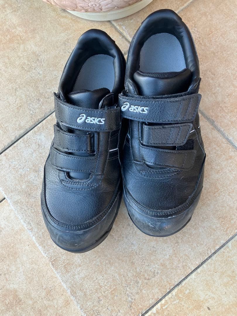 asics ブラック安全靴 ベルクロストラップ25cm - メルカリ