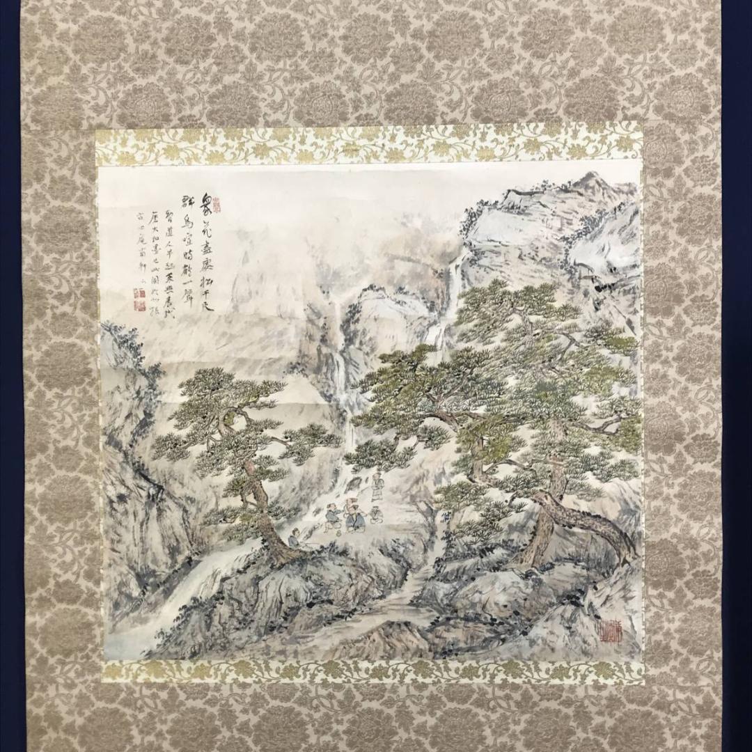 真作/矢野橋村/滝山水人物図/山水図/掛軸/名家伝来/AE-44 - メルカリ