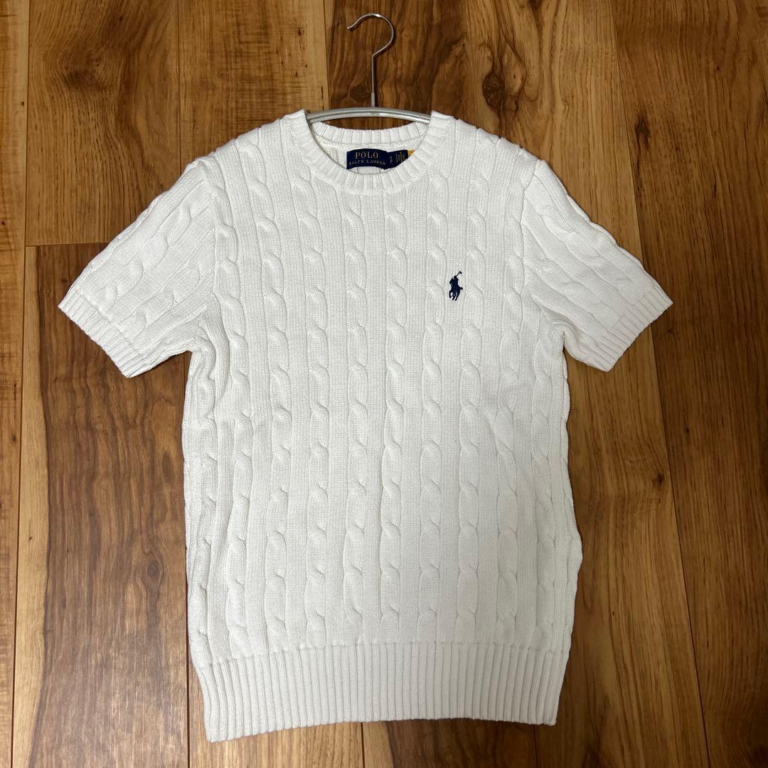 ラルフローレン ホワイト ケーブルサマーニット 半袖セーター