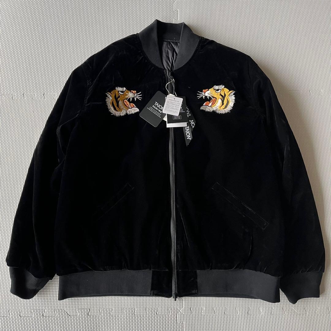 未使用 TAION リバーシブル スカジャン ダウンジャケット 黒 XL 虎