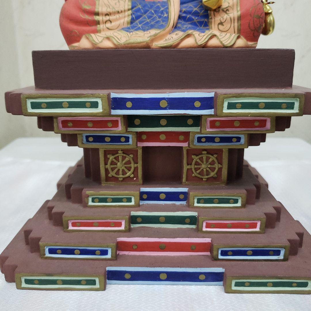 Bフライデー蔵出し特価☆極彩色 不動明王座像4寸 瑟瑟座☆お不動さん