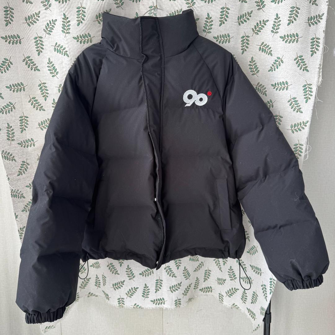 9090 90 Logo Rich Puffer Jacket 黒 ブラック e