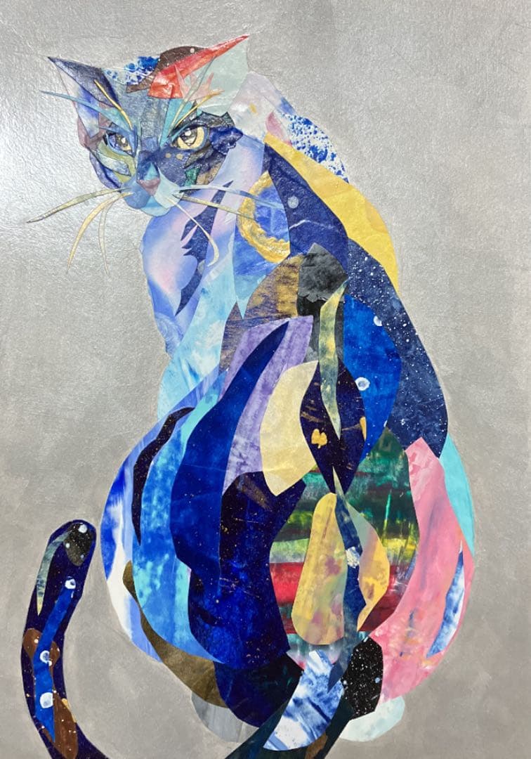 コラージュ猫 絵画 イラスト ドローイング - メルカリ