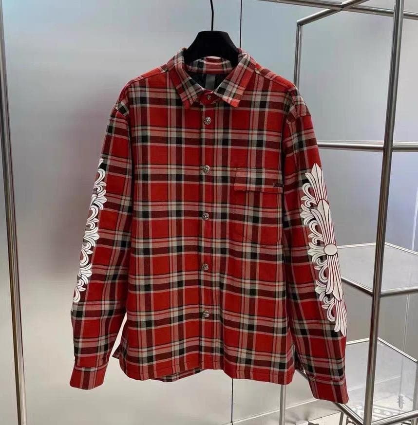 赤のチェック柄長袖シャツ CHOYA URBAN STYLE カジュアルシャツ フランネルシャツ 長袖