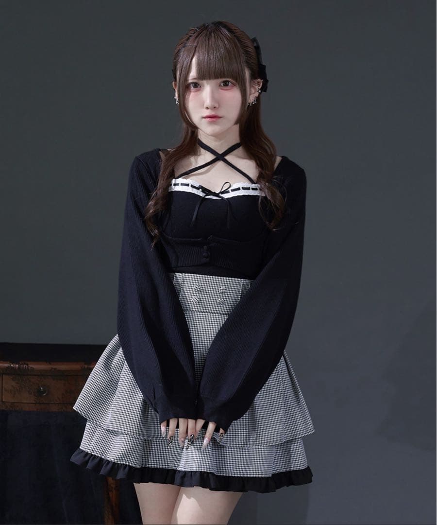 Pal elfy ハシゴレースアンサンブルニット