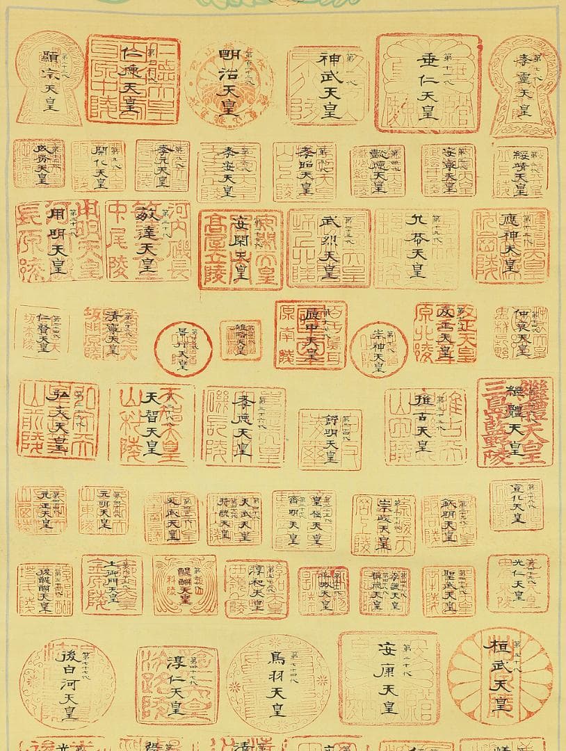 皇陵 歴代天皇御陵印 印譜 掛軸 肉筆 絹本 書 二重合箱 - メルカリ