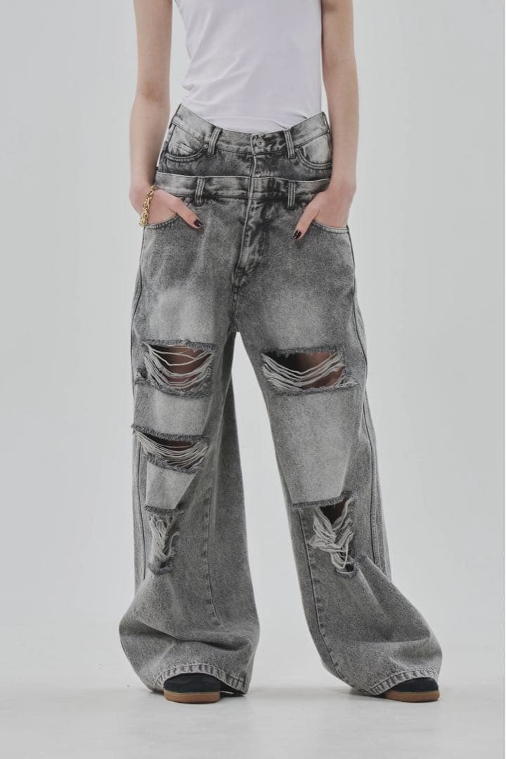 パンツ thetoe Lexington Double Belt Denim Pants Lexington Double Belt Denim Pants – THE TOÉ