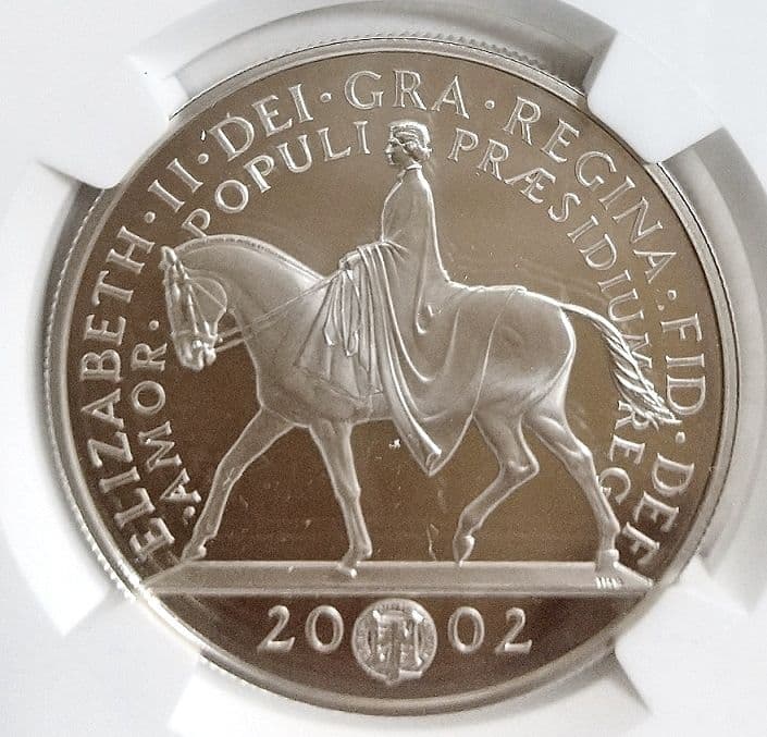 2002年 イギリス ゴールデンジュビリー 5ポンド銀貨 PF68 エリザベス