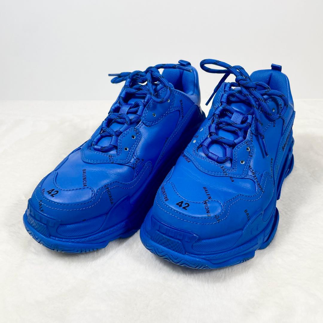 BALENCIAGA TripleS ロゴ 厚底 青 ブルー 27.5cm