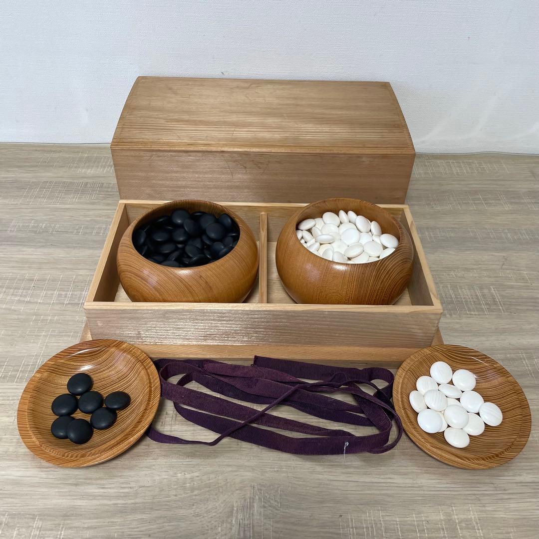 ★良品★ 碁石セット 肉厚 本蛤碁石 那智黒 碁笥 桐箱付き hama-keyaki.jpg