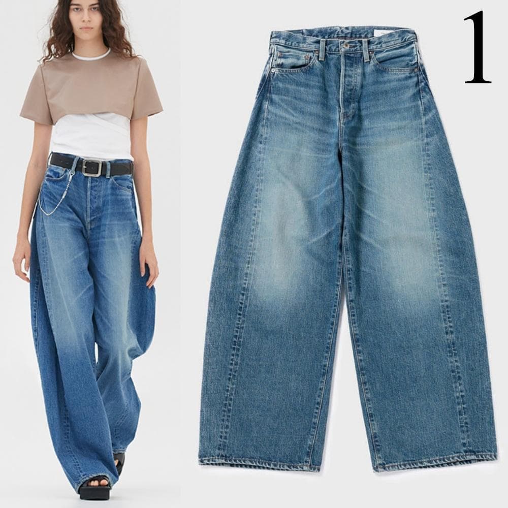 HYKE 25SS バレルレッグジーンズ　デニム　青　１　ハイク　DENIM DENIM BARREL LEG JEANS-デニムバレルレッグジーンズ-HYKE（ハイク