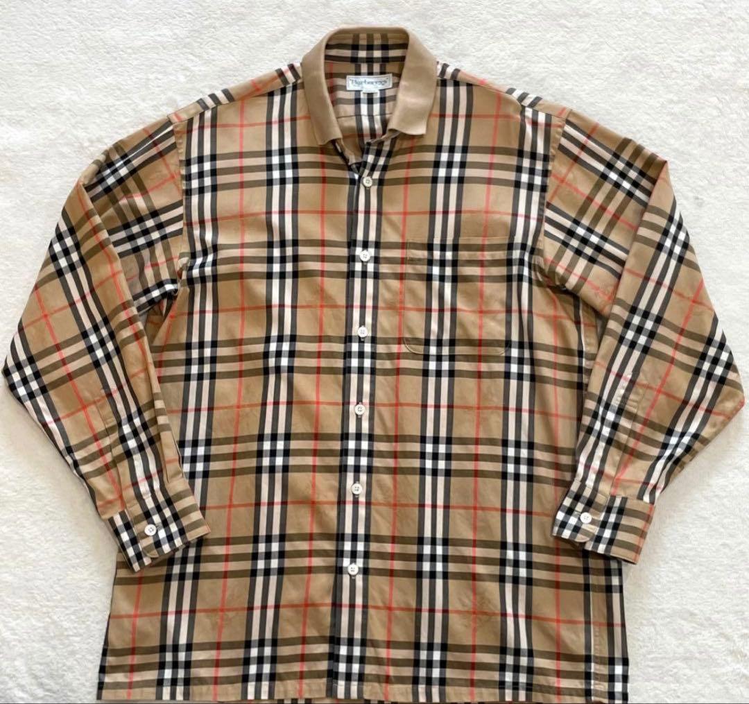 Burberrys　長袖シャツ　シャドーホース　ノバチェック　希少なリブ襟 M
