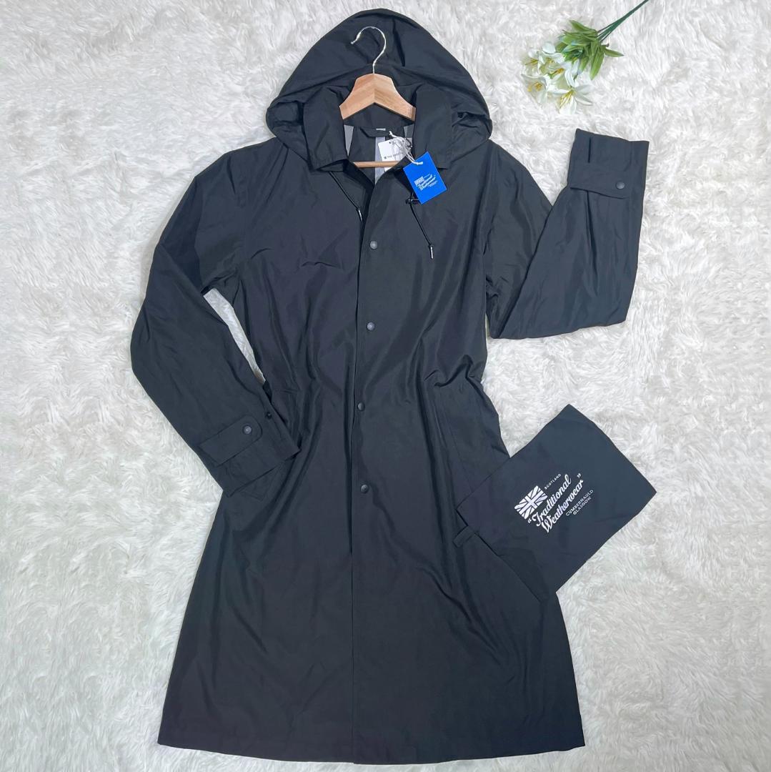 新品未使用☆トラデショナルウェザーウェア レインコート M パッカブル 黒 撥水