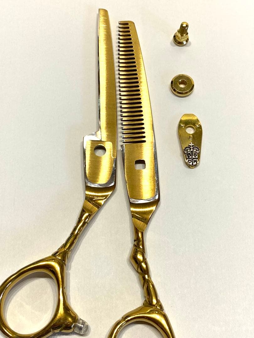 6インチ セニングシザー 板バネ ゴールド 理容 美容 鋏 シザー - メルカリ