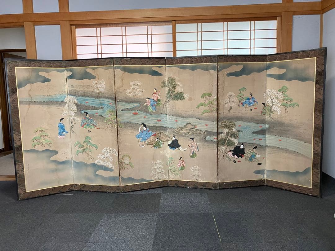 屏風 土佐守光孚 日本画 引取品 年代物 時代物 詳細不明