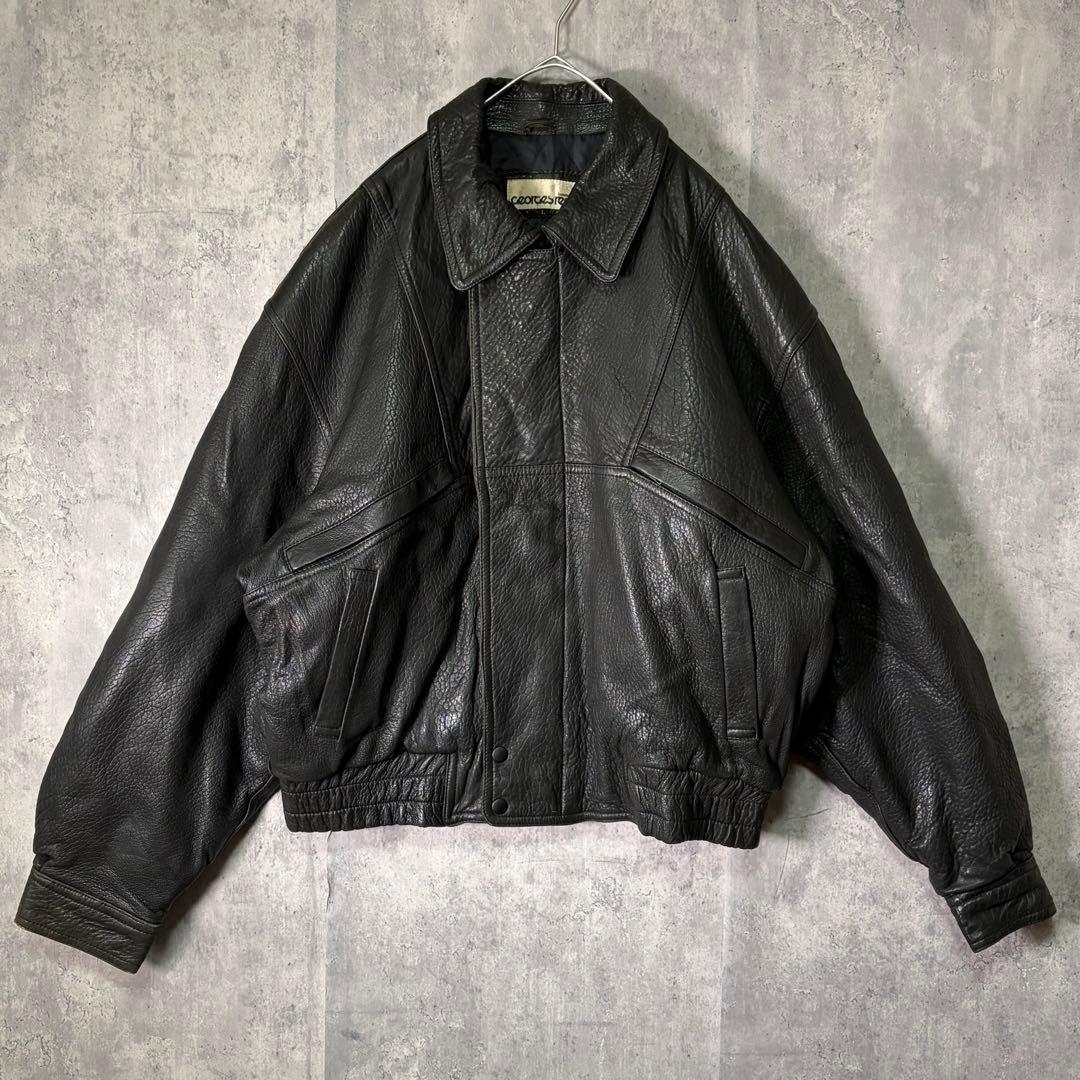 極上 羊革 ラムレザー ボンバージャケット 短丈 黒 本革 肩パッドなし
