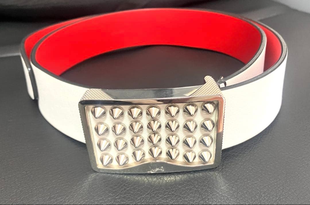 Christian Louboutin レザーベルト　白