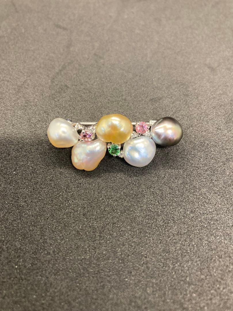 南洋真珠ブローチ バロック真珠 南洋 バロック 真珠 ブローチ 白蝶真珠 パール 約14.5mm シルバー 大粒