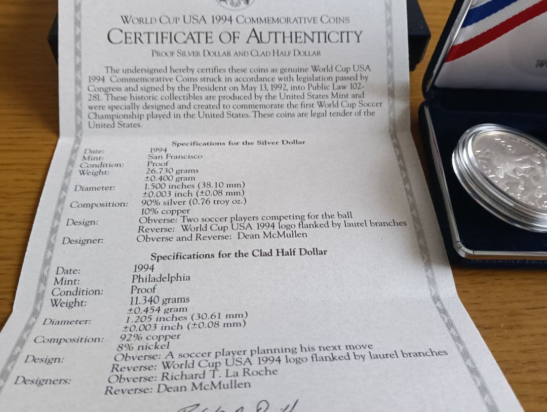 ☆掘り出し物！☆ FIFAワールドカップ記念（1994年）プルーフコイン
