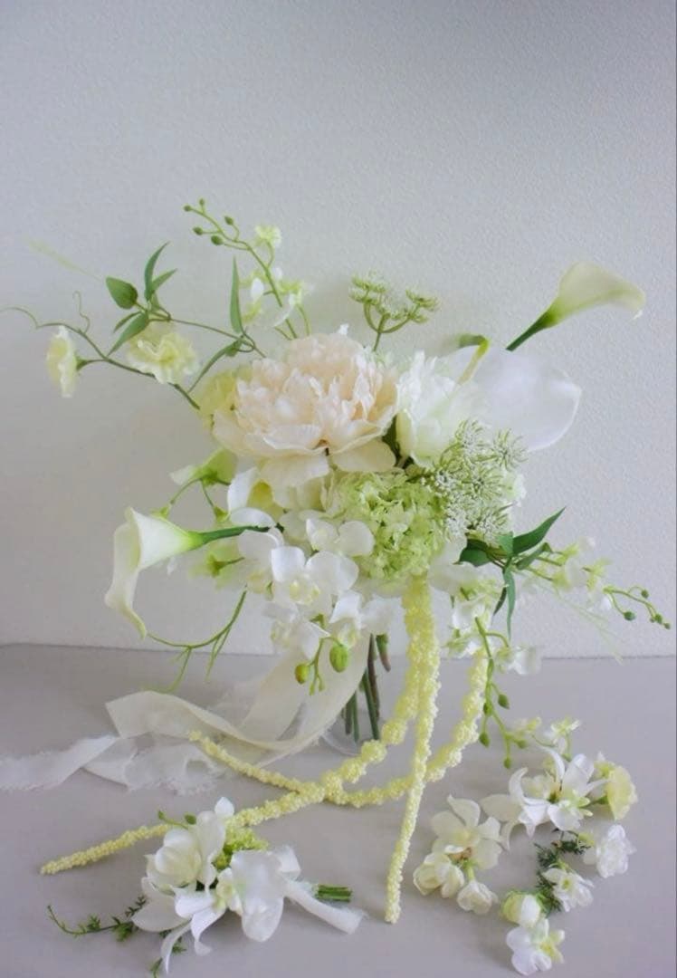 アーティフィシャルフラワー ブーケ イヤーカフ ブートニア　セット