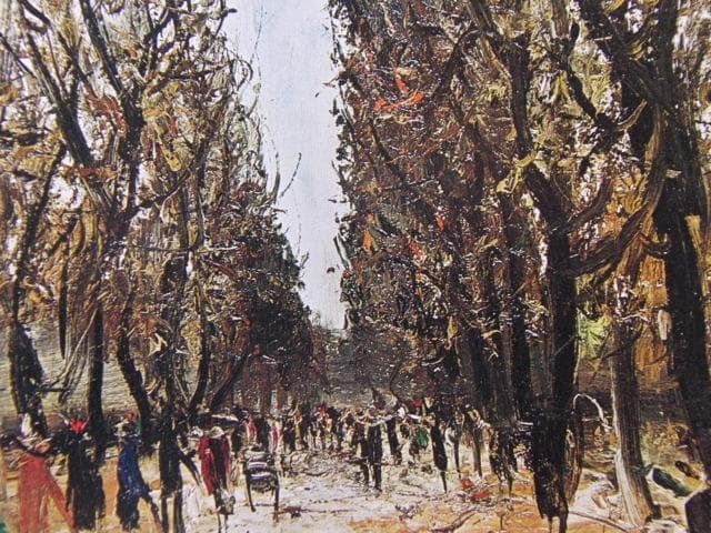 佐伯祐三、【リュクサンブールの木立】、新品高級額 額装付、年代物