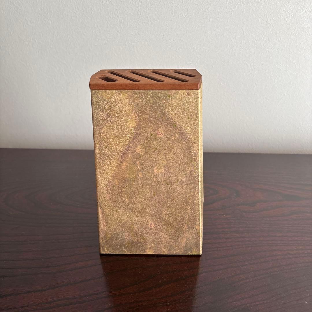 包丁・まな板スタンド 真鍮と木製