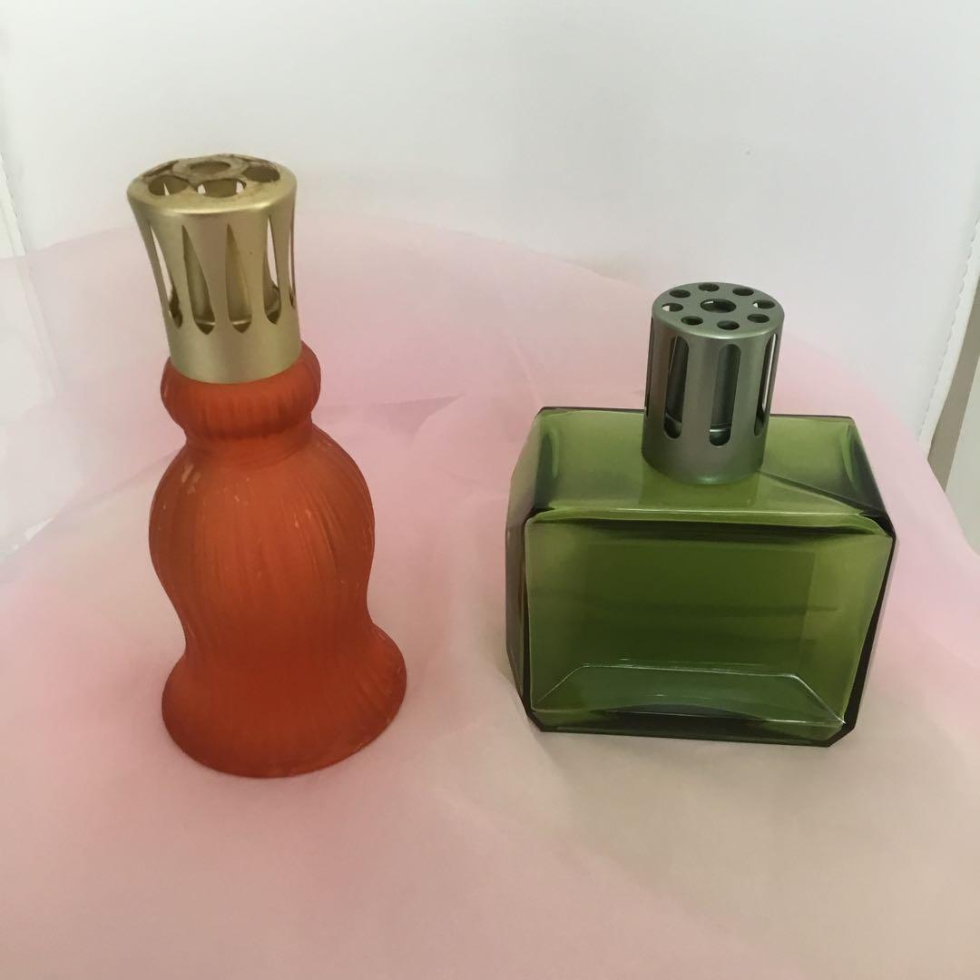 オレンジと緑のアロマディフューザー　ランプベルジェ正規品、便りキャップ￼