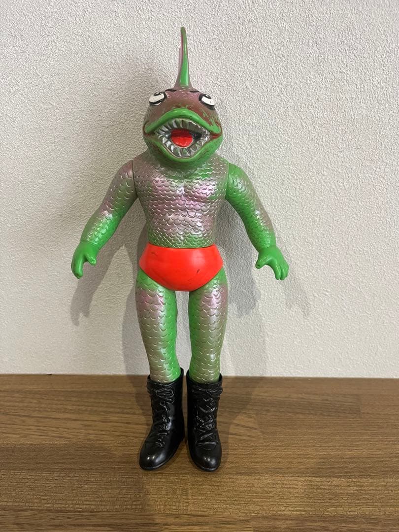 【当時もの】タイガーマスク ソフビ ザ・ピラニアン 中嶋製作所 昭和レトロ 当時物】「タイガーマスク ザ・ピラニアンソフビ（約12㎝）」中嶋