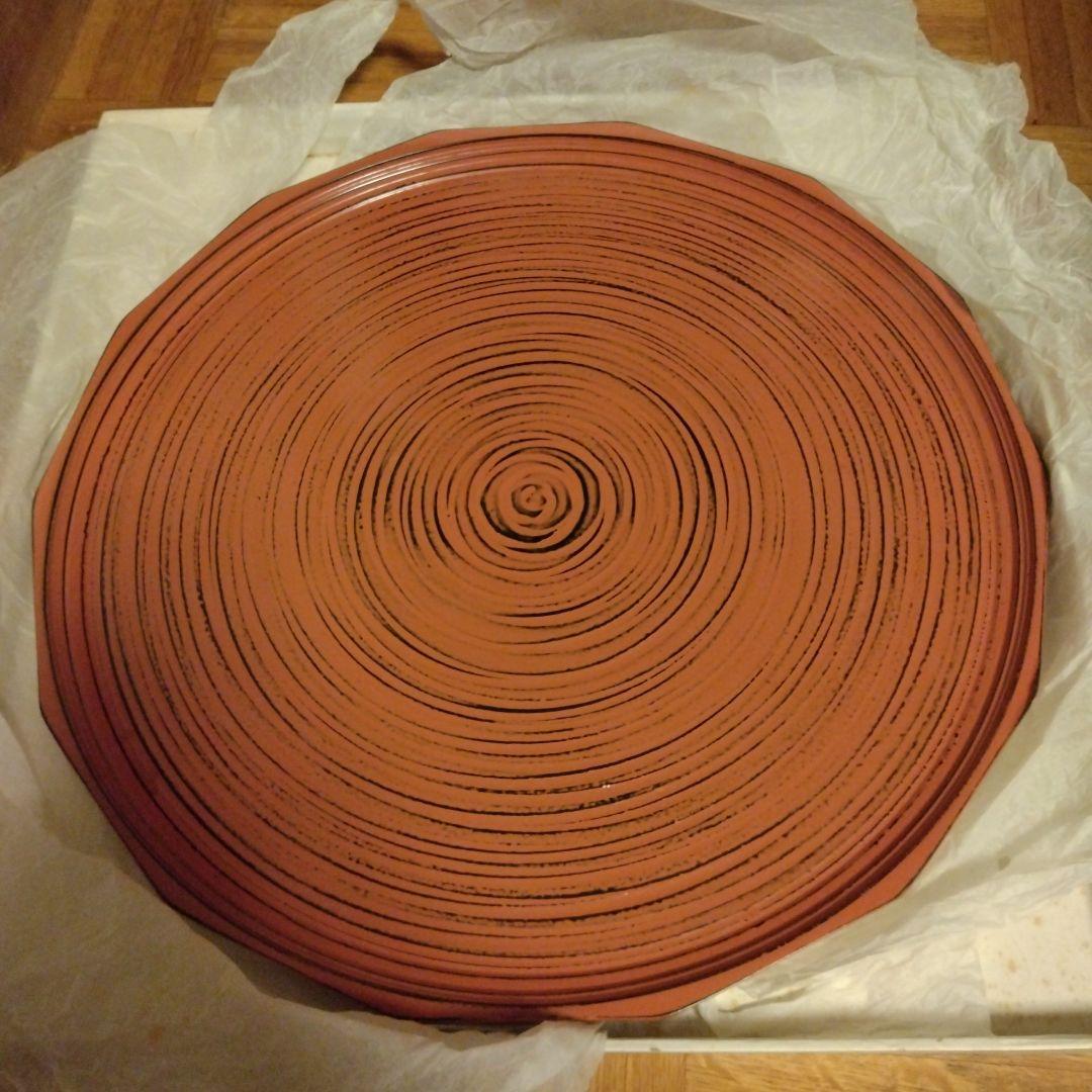 山田平安堂　宮内庁御用達　山中漆器八角形 漆器盆 約45sm