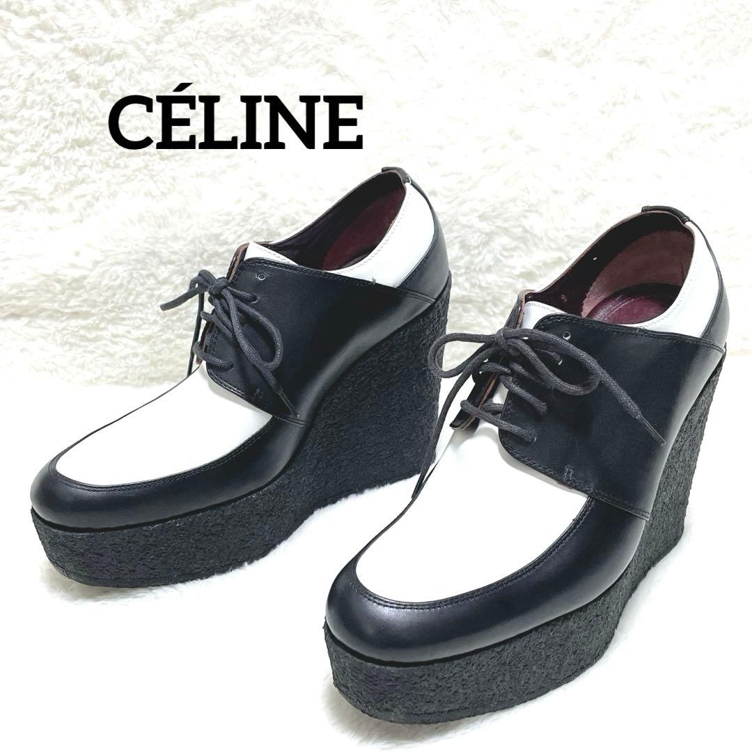 【美品】CÉLINE セリーヌ　フィービー期　レースアップシューズ CELINE - セリーヌ シューズ フィービー期 ソフト ダンス フラット