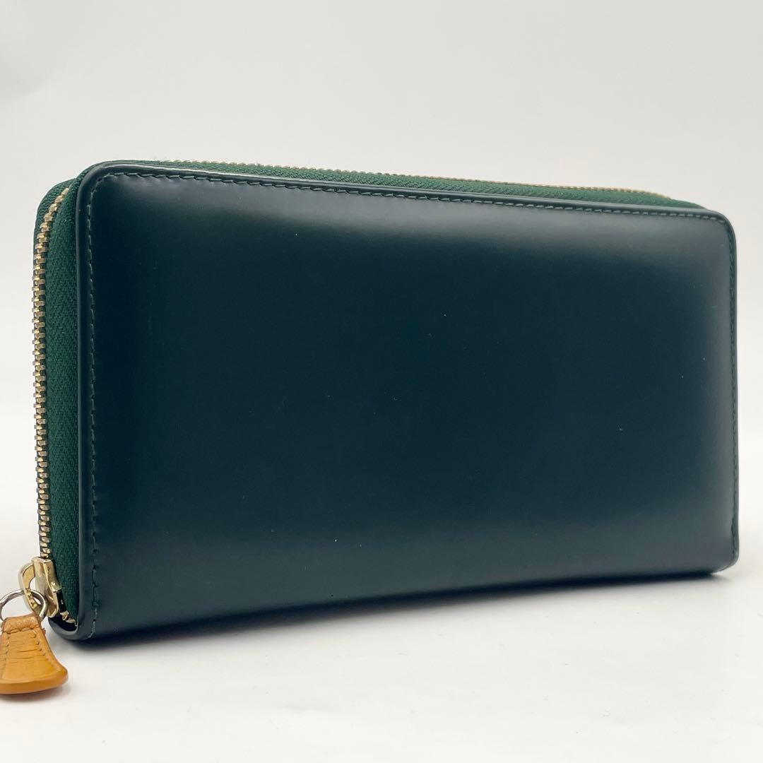 ETTINGER エッティンガー ラウンドファスナー 長財布 レザー 緑オレンジ