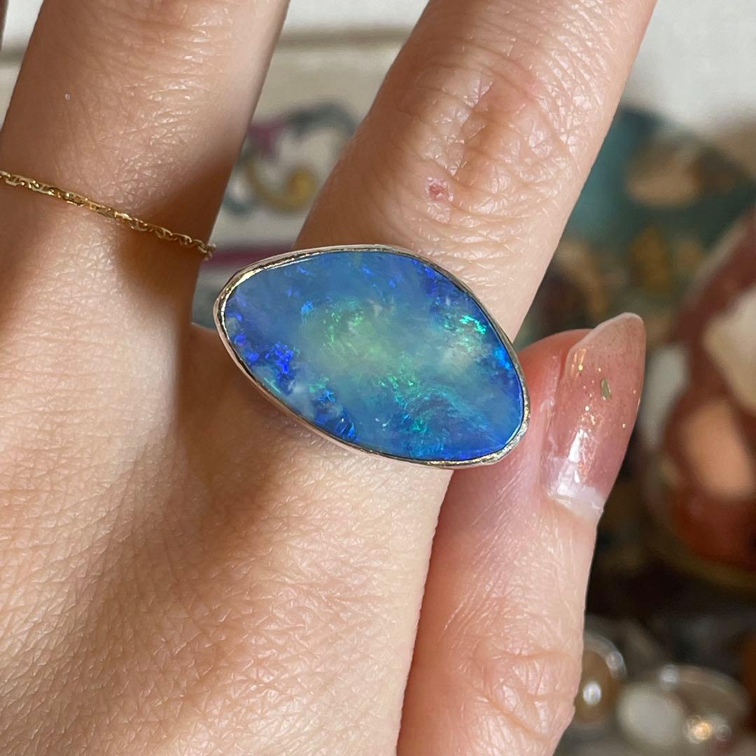 ハンドメイド　シルバー925 シルバーリング　ダブレットボルダーオパール ボルダーオパールのシルバーリング 指輪・リング Berin 通販 12106099