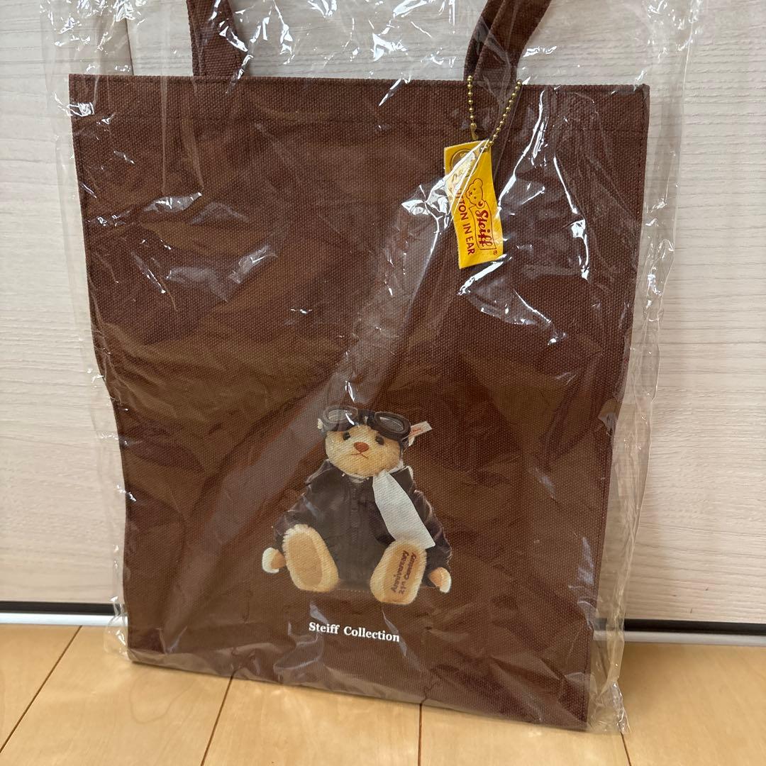 新品　Steiff パイロット　テディベア　JALコラボ　トートバッグ　貴重 シュタイフ Steiff テディベア JAL パイロット キャラメル 29cm 1000体