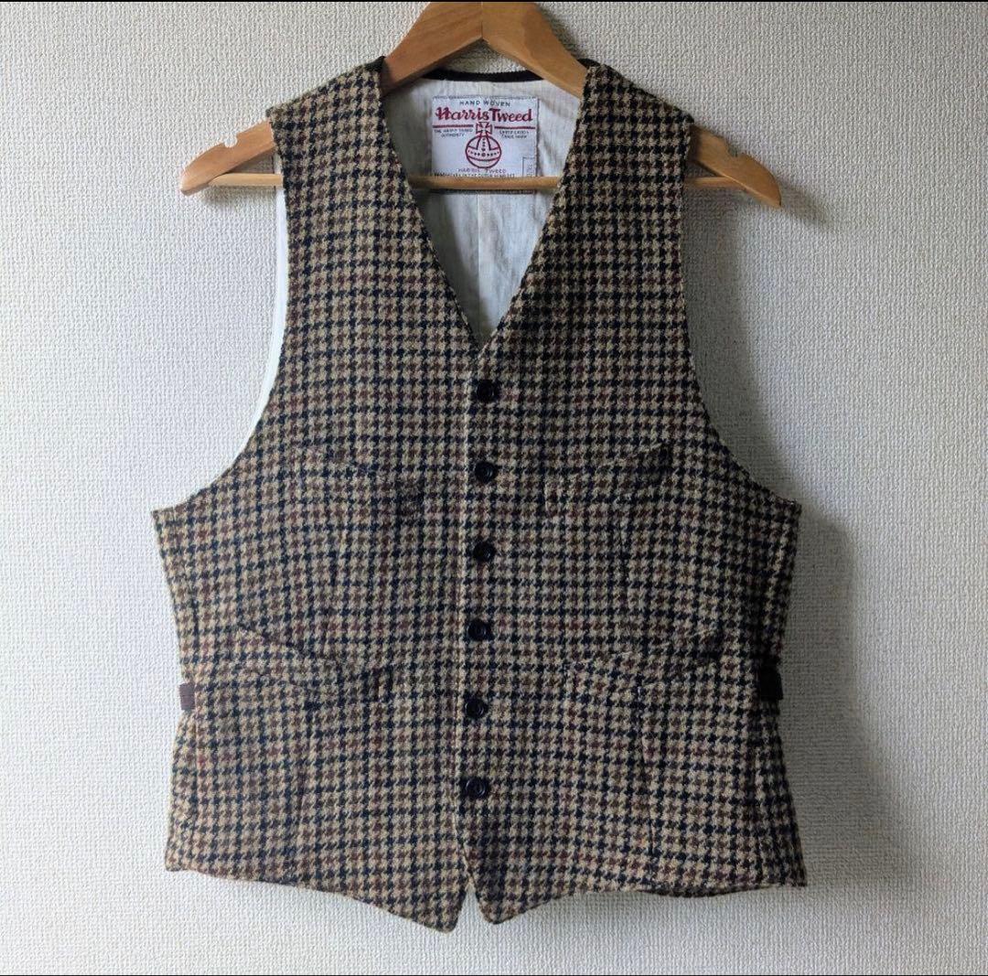 【希少】BEAMS PLUS×ハリスツイード／ベスト／ブラウン