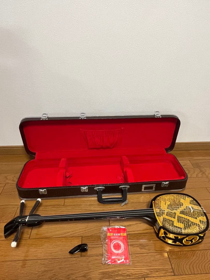 三味線 和楽器 沖縄 蛇柄　ハードケース付