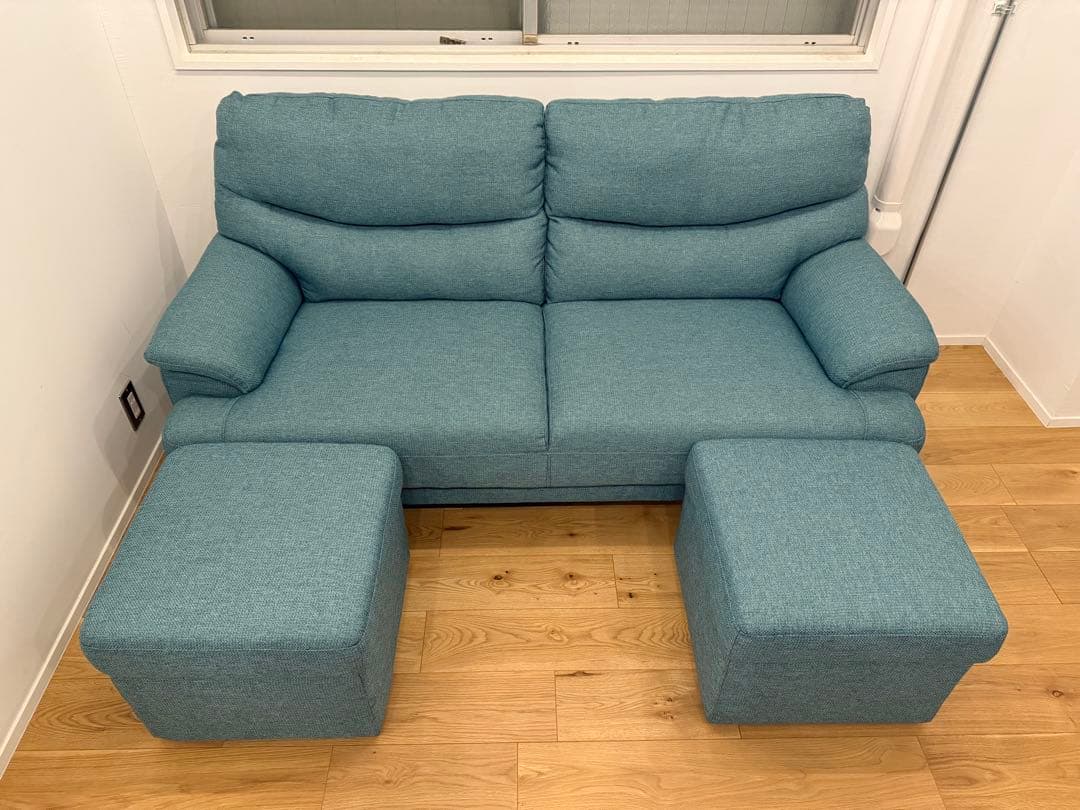 美品 ニトリ 3人掛けソファ＋スツール2つ付き　(キャッツ3) 幅143cm]2人用布張りソファ(キャッツ3-セレクト) 【配送員設置】 【5年